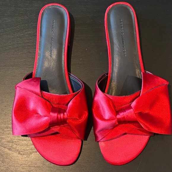 Rebecca Minkoff Red Satin Bow Calista Sandal - Picture 1 of 3